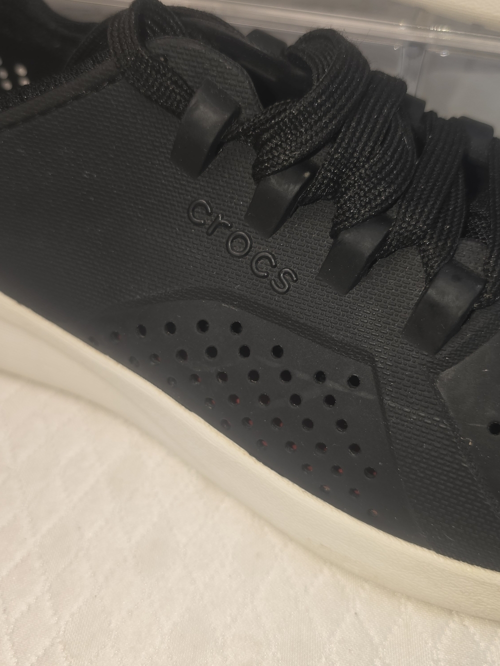 CROCS LITERIDE PACER SNEAKERS LACE-UP LIGHTWEIGHT BREATHABLE BLACK MENS SIZE 9 - Picture 5 of 10